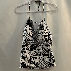 24th & Ocean High Neck Keyhole Tankini Antique Leaf M